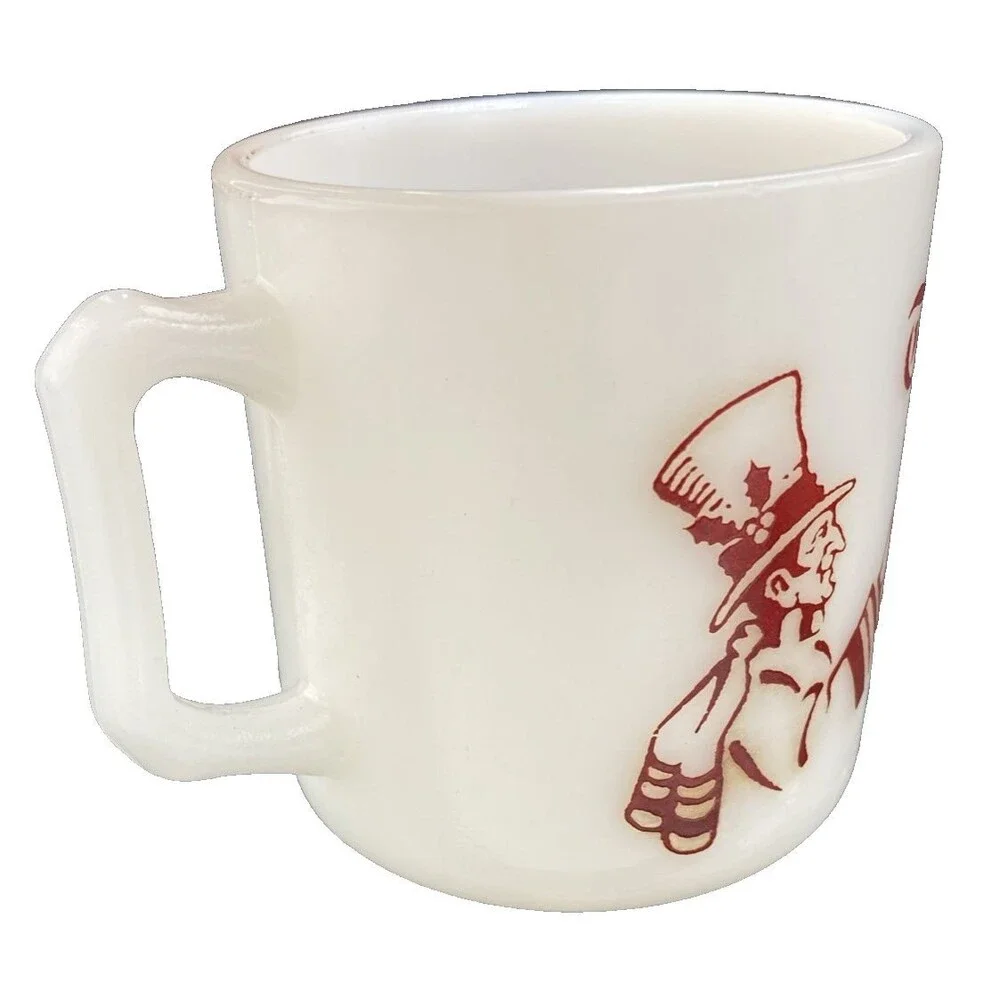 Hazel Atlas Tom  Jerry Mug Milk Glass Vintage Holiday Eggnog Cup Christmas Decor